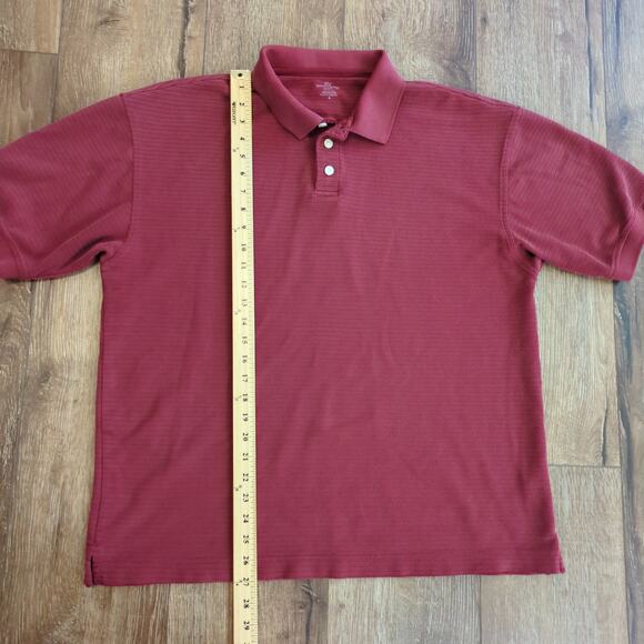 Dockers Men's Large Polo Shirt Golf Tennis Retro Grandpa Striped Textured Red - Picture 4 of 6